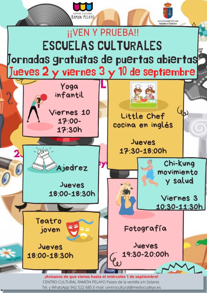 jornadas gratuitas de puertas abiertas para las escuelas culturales, ¡ven y prueba!
