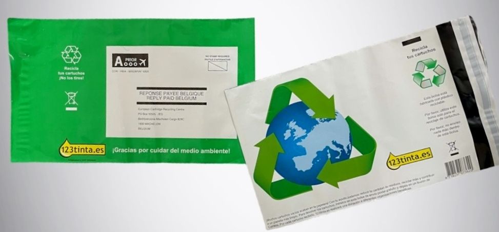 123tinta incorpora bolsas especiales para el reciclado de cartuchos vacíos