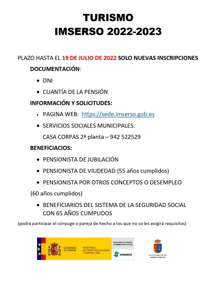 TURISMO IMSERSO 2022-2023 | Ayto. Medio Cudeyo