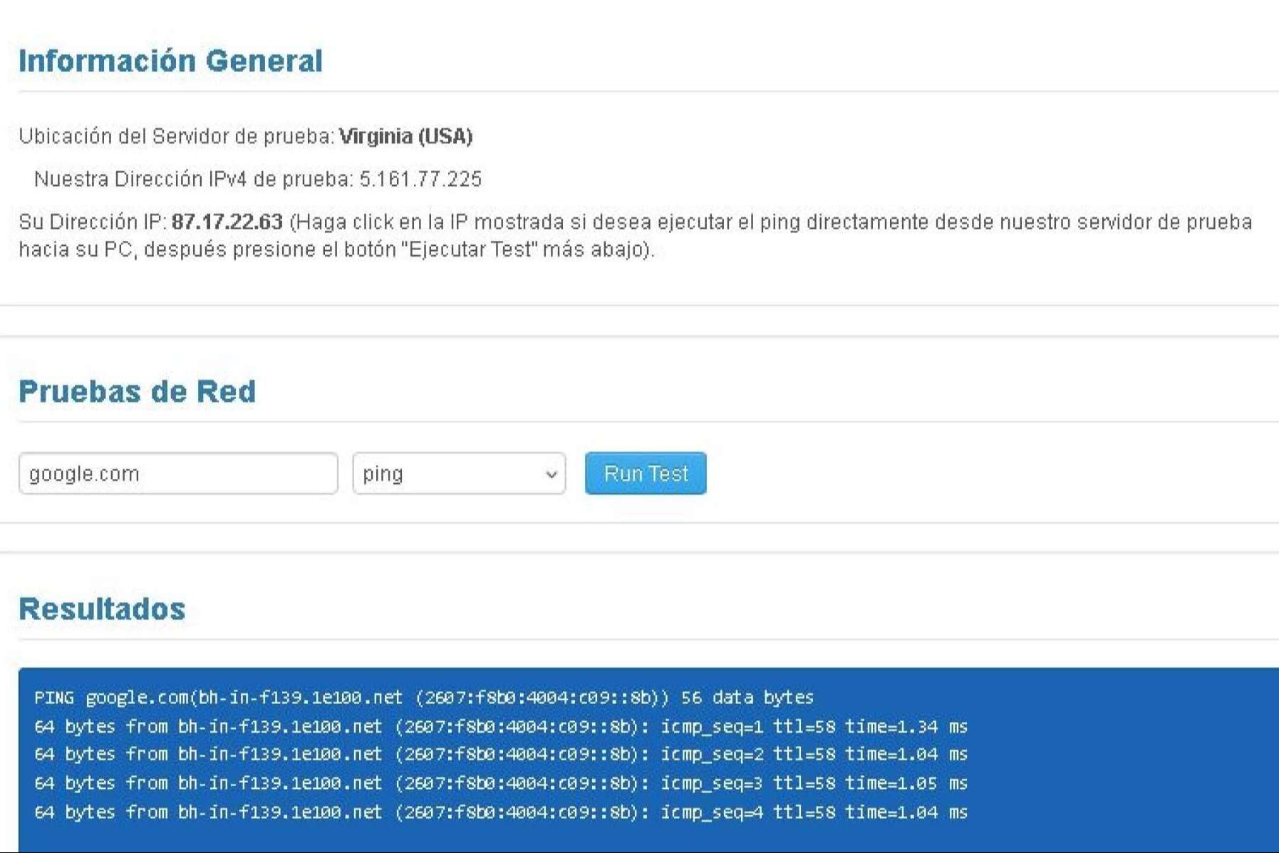 La herramienta online de VPSuniverse para ejecutar ping a un website permite obtener información valiosa