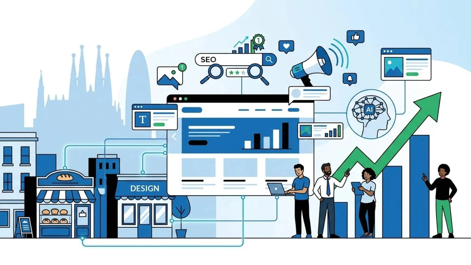 La inteligencia artificial refuerza las estrategias de diseño web y SEO en las pymes de Barcelona